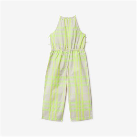 Check Cotton Blend Jumpsuit in Vivid lime 